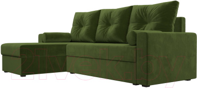 Диван угловой Лига Диванов Верона лайт левый (микровельвет зеленый)