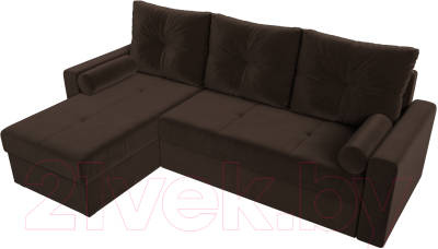 Диван угловой Лига Диванов Верона лайт левый (микровельвет коричневый)