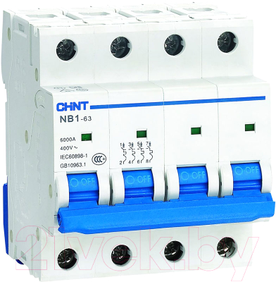 Выключатель автоматический Chint NB1-63 4P 40A 6кА (C) / 179749 - фото