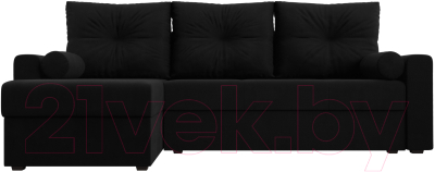 Диван угловой Лига Диванов Верона лайт левый (микровельвет черный)