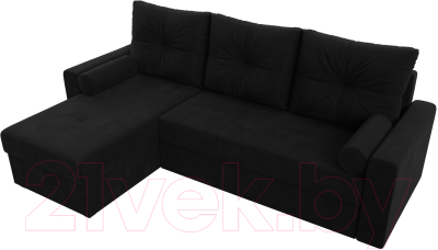 Диван угловой Лига Диванов Верона лайт левый (микровельвет черный)