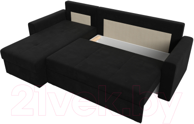 Диван угловой Лига Диванов Верона лайт левый (микровельвет черный)