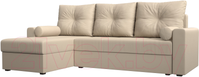 Диван угловой Лига Диванов Верона лайт левый (экокожа бежевый) - фото
