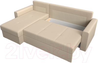 Диван угловой Лига Диванов Верона лайт левый (экокожа бежевый)