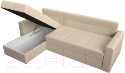 Диван угловой Лига Диванов Верона лайт левый (экокожа бежевый)