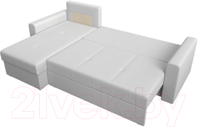 Диван угловой Лига Диванов Верона лайт левый (экокожа белый)