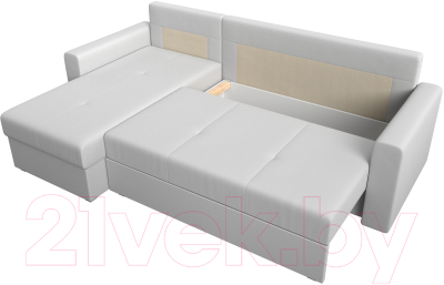 Диван угловой Лига Диванов Верона лайт левый (экокожа белый)