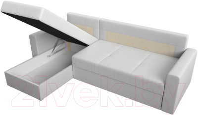 Диван угловой Лига Диванов Верона лайт левый (экокожа белый)
