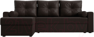 Диван угловой Лига Диванов Верона лайт левый (экокожа коричневый)