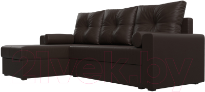 Диван угловой Лига Диванов Верона лайт левый (экокожа коричневый)