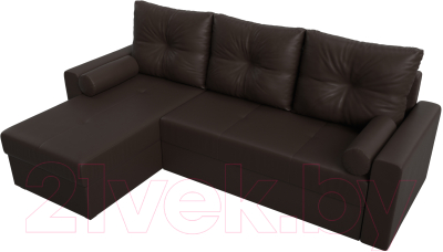 Диван угловой Лига Диванов Верона лайт левый (экокожа коричневый)