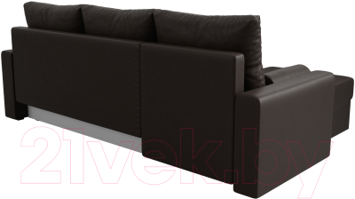 Диван угловой Лига Диванов Верона лайт левый (экокожа коричневый)