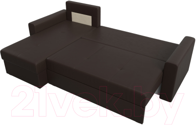 Диван угловой Лига Диванов Верона лайт левый (экокожа коричневый)