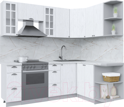 Кухонный гарнитур Интерлиния Берес 1.5x2.2 правая (дуб полярный/серый каспий) - фото