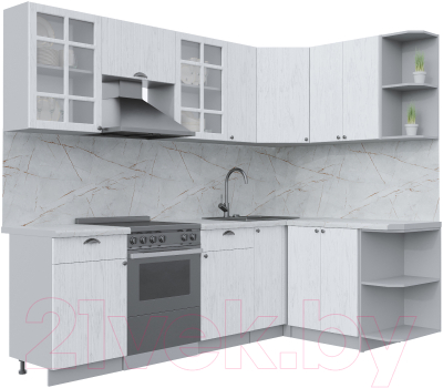 Кухонный гарнитур Интерлиния Берес 1.5x2.5 правая (дуб полярный/серый каспий) - фото