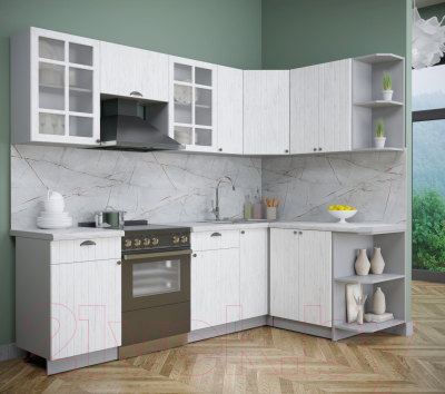 Кухонный гарнитур Интерлиния Берес 1.5x2.5 правая (дуб полярный/серый каспий)