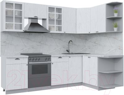 Кухонный гарнитур Интерлиния Берес 1.5x2.6 правая (дуб полярный/серый каспий) - фото