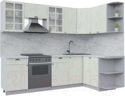 Кухонный гарнитур Интерлиния Берес 1.5x2.6 правая (дуб снежный/серый каспий) - фото