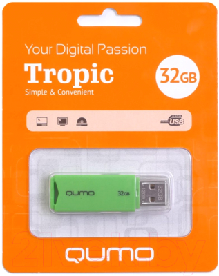 Usb flash накопитель Qumo 32GB / QM32GUD-TRP-Green - фото