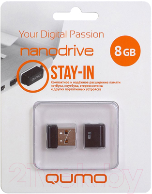 Usb flash накопитель Qumo 8GB Nano / QM8GUD-NANO-B - фото