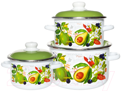 Набор кастрюль СтальЭмаль Авокадо 6КВ021М - фото