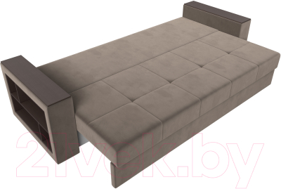 Диван Лига Диванов Дубай лайт полки слева / 114365L (велюр коричневый)