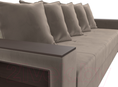 Диван Лига Диванов Дубай лайт полки слева / 114365L (велюр коричневый)