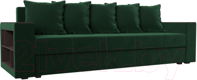 Диван Лига Диванов Дубай лайт полки слева / 114367L (велюр зеленый) - фото