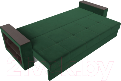 Диван Лига Диванов Дубай лайт полки слева / 114367L (велюр зеленый)