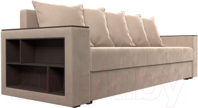 Диван Лига Диванов Дубай лайт полки слева / 114368L (велюр бежевый)