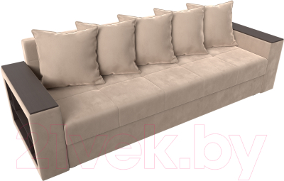 Диван Лига Диванов Дубай лайт полки слева / 114368L (велюр бежевый)