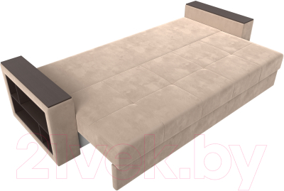 Диван Лига Диванов Дубай лайт полки слева / 114368L (велюр бежевый)