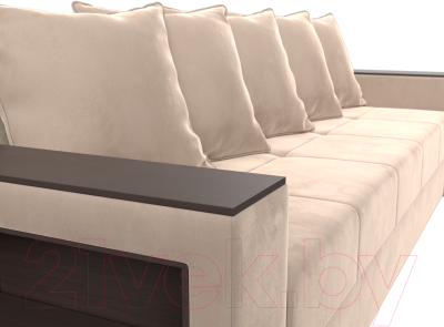Диван Лига Диванов Дубай лайт полки слева / 114368L (велюр бежевый)