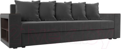 Диван Лига Диванов Дубай лайт полки слева / 114369L (велюр серый) - фото