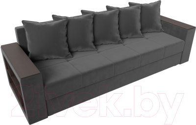 Диван Лига Диванов Дубай лайт полки слева / 114369L (велюр серый)