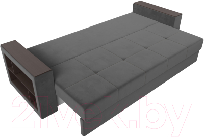 Диван Лига Диванов Дубай лайт полки слева / 114369L (велюр серый)