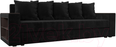 Диван Лига Диванов Дубай лайт полки слева / 114370L (велюр черный) - фото