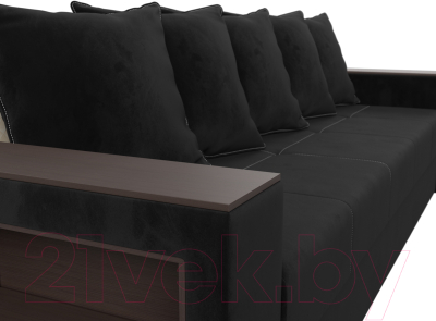 Диван Лига Диванов Дубай лайт полки слева / 114370L (велюр черный)