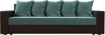 Диван Лига Диванов Дубай лайт полки слева / 114374L (велюр бирюзовый/экокожа коричневый)