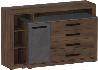 Тумба Мебельград Глазго с дверцей и 4-мя ящиками (таксония/металл бруклин) - фото