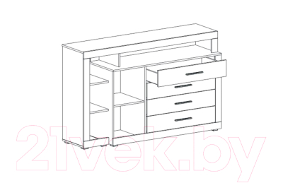 Тумба Мебельград Глазго с дверцей и 4-мя ящиками (таксония/металл бруклин)