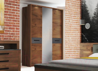 Шкаф Мебельград Глазго 3-х дверный 165x53.5x226.5 (таксония/металл бруклин)