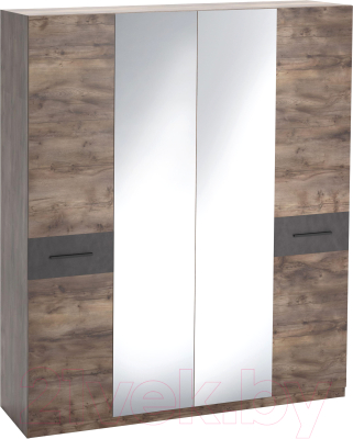 Шкаф Мебельград Глазго 4-х дверный 203.5x53.5x226.5 (таксония/металл бруклин) - фото