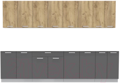 Кухонный гарнитур Интерлиния Мила Лайт 3.0 без столешницы (дуб золотой/антрацит) - фото