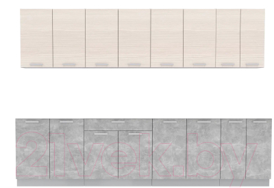 Кухонный гарнитур Интерлиния Мила Лайт 3.0 без столешницы (вудлайн кремовый/бетон) - фото