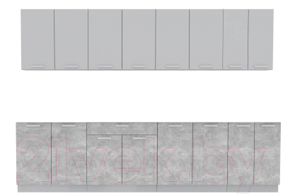 Кухонный гарнитур Интерлиния Мила Лайт 3.0 без столешницы (серебристый/бетон) - фото