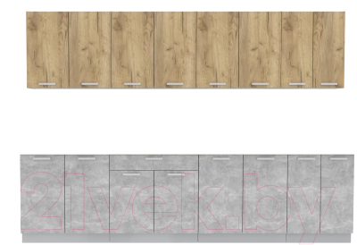 Кухонный гарнитур Интерлиния Мила Лайт 3.0 без столешницы (дуб золотой/бетон) - фото