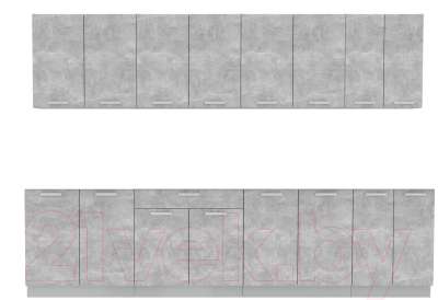 Кухонный гарнитур Интерлиния Мила Лайт 3.0 без столешницы (бетон/бетон) - фото