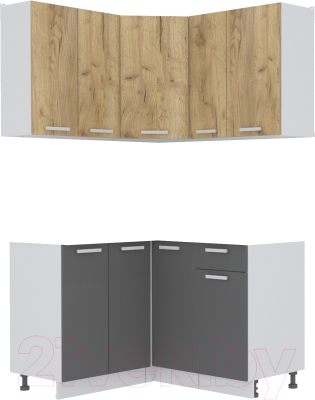 Кухонный гарнитур Интерлиния Мила Лайт 1.2x1.3 без столешницы (дуб золотой/антрацит) - фото