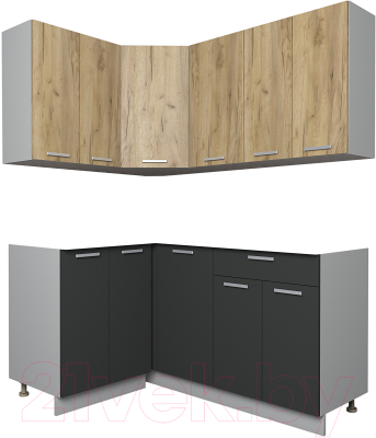 Кухонный гарнитур Интерлиния Мила Лайт 1.2x1.6 без столешницы (дуб золотой/антрацит) - фото